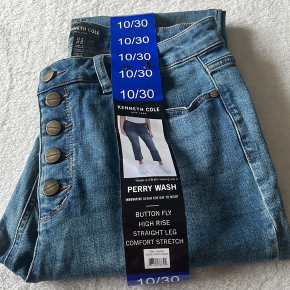 Kenneth Cole Ladies' Button Fly High Rise Straight Leg Comfort Stretch Jean - Picture 10 of 11